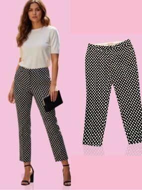 Banana Republic Black & White Polka Dot Slim Ankle Pants